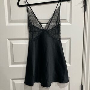 Victoria's Secret Black Satin & Lace Slip